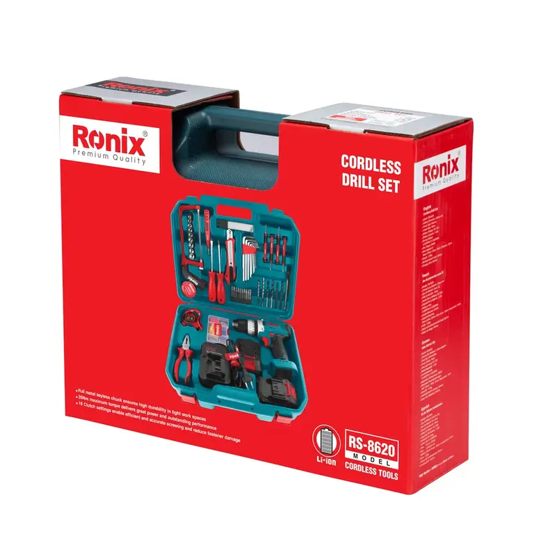 کیت دریل شارژی 20 ولت ۵۳ پارچه رونیکس مدل RS-8620